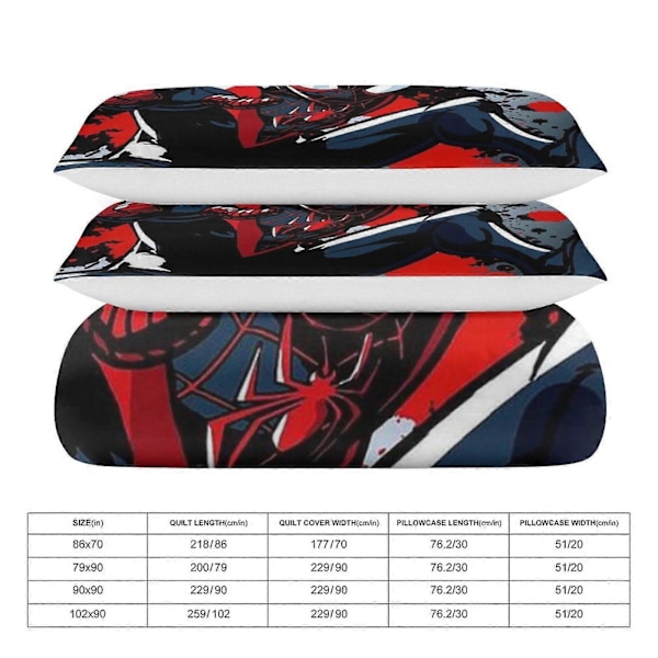 v278 Spider-Man 3-delt sengesett for enkeltseng - Inkluderer 1 enkelt dyne og 2 putetrekk - Falmebestandig mikrofiber - Spider io278 135x200cm 53x78in
