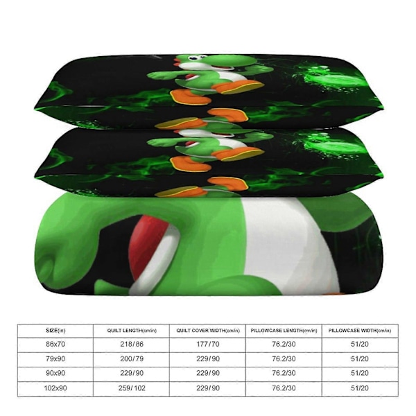 a1580 Super Mario Yoshi Dynebetræk Sæt, 3 Dele Sengesæt 220x178 cm Dobbeltsidet Tryk Dekorativt Dynetæppe Sæt (1 Dynebetræk + 2 Pudebetræk) 240x260cm 94x102in