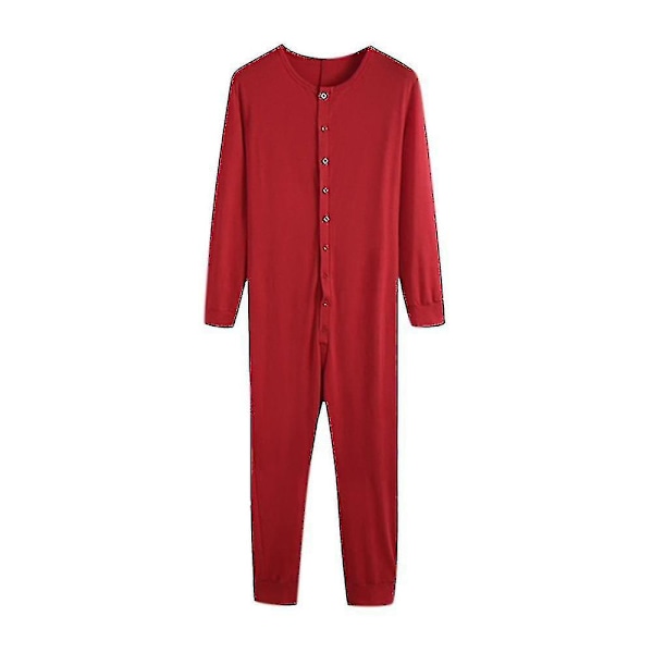 Herre Heldress Lange Johns Natt Pyjamas Red S