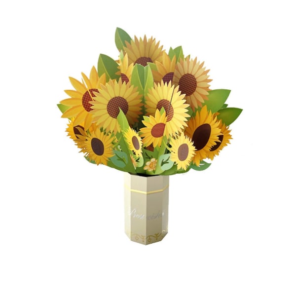 Paperikukkakimppukortti seka ruusuja 3D Pops Up -kortit Syntymäpäivän vuosipäivä Parane pian Käsintehdyt 3D Pops Up -onnittelukortit kaikki tilaisuudet - Jxlgv Sunflower