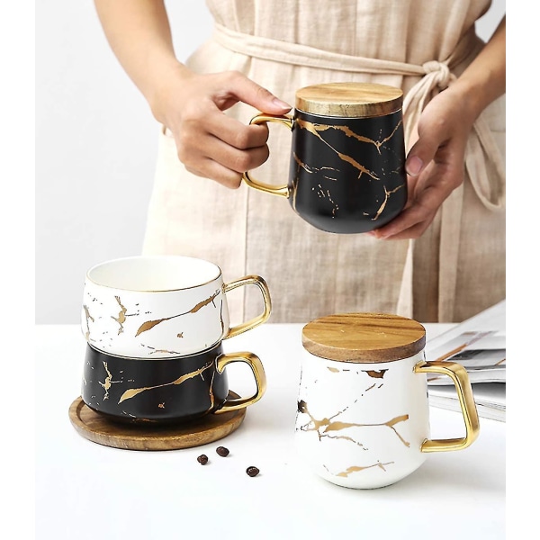 Keraaminen teekuppi Iltapäivätee-kahvikuppi marmorikuvio Black