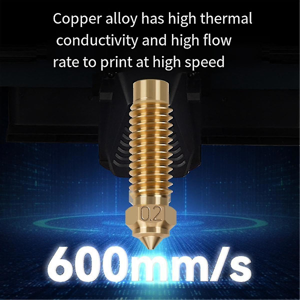 5 st för Neptune 4Plus/4Max mässingsmunstycke 0,6 mm högtemperaturmunstycke för 1,75 mm PLA/ABS/PETG/TPU/PC/PP/nylon/
