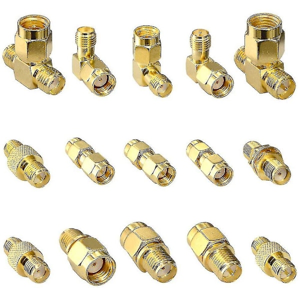 15 Type Rf Antenneadapter Kit - Sma Han-Hun Konverter Til Wifi Antenneforlængelse gold