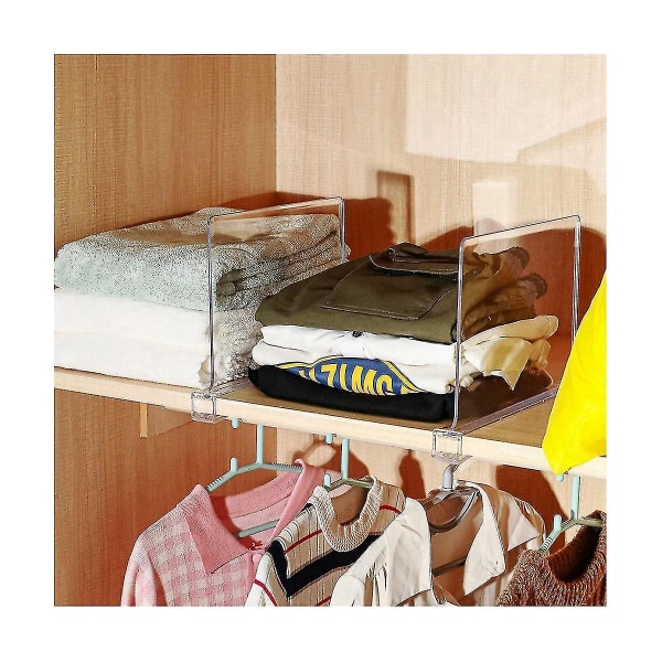 4-pack hyllavdelare för garderobsorganisation, klara trä hyllavdelare för köksskåp, propp Best Transparent