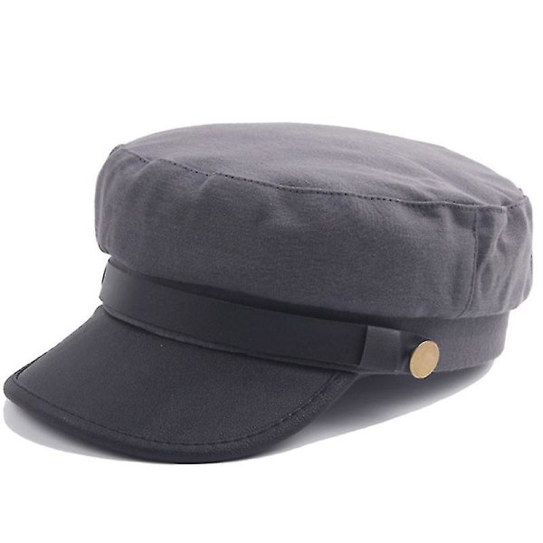 Unisex Baker Boy Peaked Cap Med Bremskjerm Newsboy Beret Hat Cadet Military Hat Grey