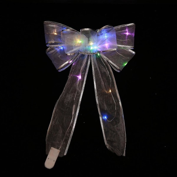 Jul Transparent Lysande Båge Julgransdekor Xmas Prydnad Med Ljusband Bågar Silver