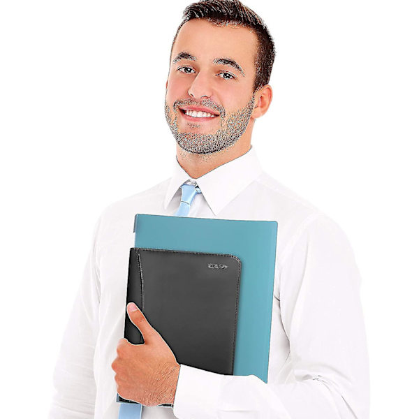 A5 Zipped Conference Folder - Svart Personlig/arbetsorganisatör - Business Travel Portfolio Folder Med Ringpärm, Kalkylator, Påfyllningsbara Anteckningsblockssidor