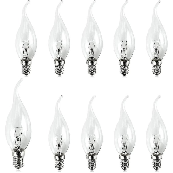 10 kpl pientä ruuvikynttilän polttimoa 25 kirkasta Edison ruuviliekkikärkikynttilälamppua Ses E14 240v by Brightfour