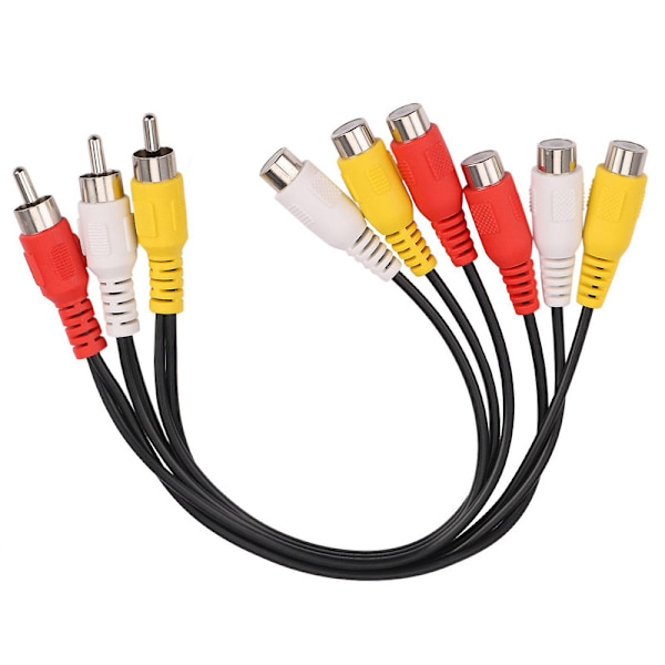 2x Ny 3 RCA Hane till 6 RCA Hona Kontakt Splitter Ljud TV DVD Video Adapter AV-kabel