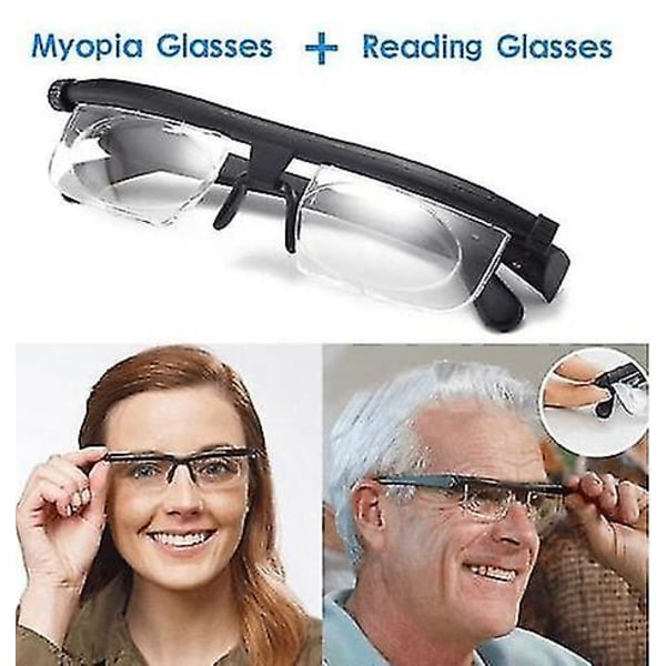 Fokuserbara justerbara glasögon -3 till +6 dioptrier Myopi-glasögon Läsglasögon Justerbar brännvidd Läsglasögon