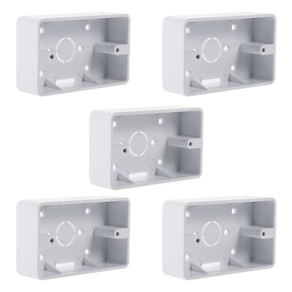 5 Pcs Wall Socket External Installation Flame Retardant Junction Box Home Decor White 12X7.3CM