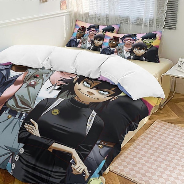 x352 Gorillaz 3-delat Sängklädesset Varmt Och Bekvämt Mjukt Påslakanset med 1 Påslakan Och 2 Örngott för Sovrum b352 135x200cm 53x78in