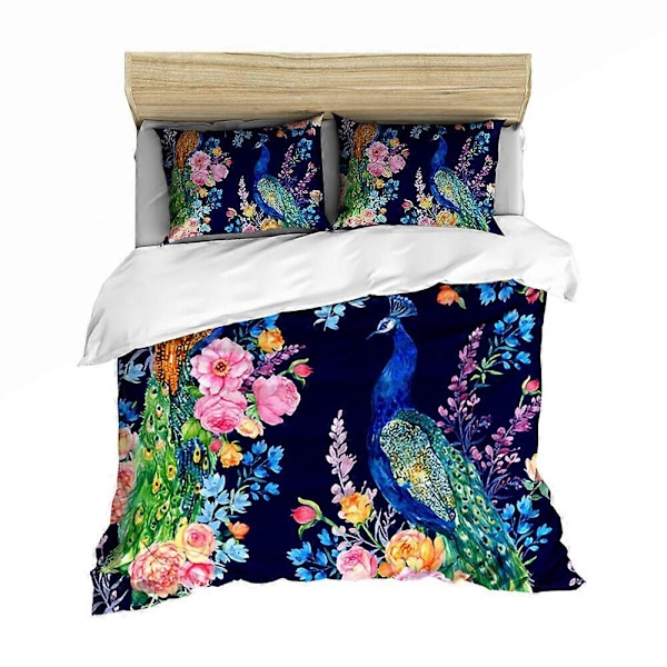 v5645 Påslakanset Påfågel Blommig Täcke Doona Set Super Sängkläder IU5645 135x200cm 53x78in