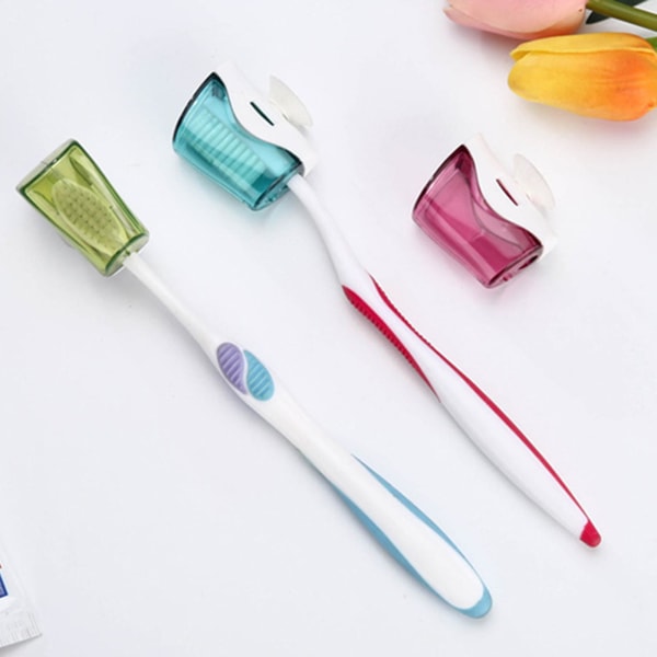 3 styks Creative Suction Cup Tandbørste Støvdæksel Home Tandbørsteholder Tilfældig farve