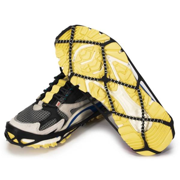 Farfi 1 par Anti Slip Sne Traction Cleats Fjedre Design Rustfrit Stål Høj Styrke Sko Is Pigge Til Klatring Black