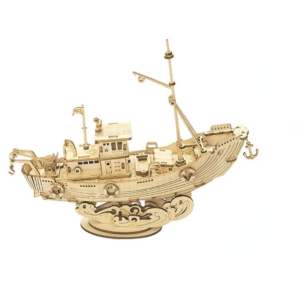 Fishing Ship 3d DIY träpusselspel Båt- och skeppsmodellleksaker