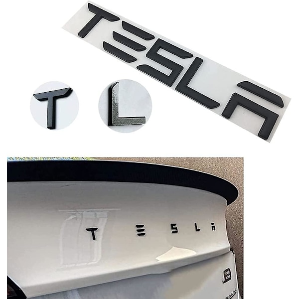 Liimaavat ja yksilölliset 3D-tavaratila-kirjaimet: Tesla-yhteensopiva Tesla-malleille: X, Y, S ja 3 (musta)