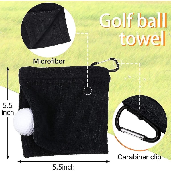 Golfbold Rengøring Håndklæde, 2 Stk Golfbold Håndklæde Med Snap Krog, Golf Håndklæde 5 X 5