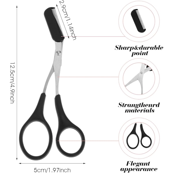 2 kpl kulmakarvasakset kammalla Ammattimainen tarkkuus kulmakarvojen leikkaus Sakset Kulmakarvojen leikkaus Sakset Karvanpoisto Kauneustarvikkeet