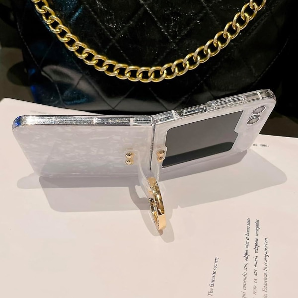 Clear Z Flip 5 Case, Laser Jellyfish Textured Phone Case Kompatibel Samsung Galaxy Z Flip 5 med ringhållare Colorful
