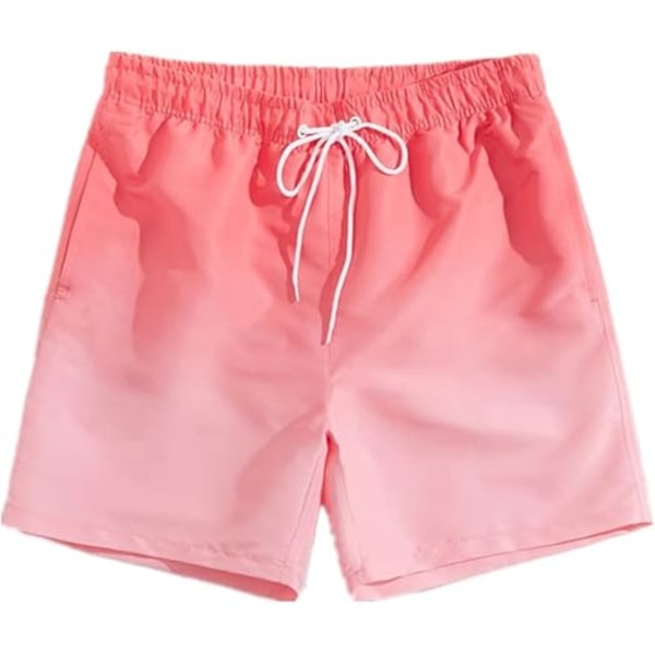 Herrebadebukser Badebukser Hurtigtørrende Gradientfarge Strandshorts Vannshorts Ferie Casual Sportsklær med Lommer M Pink