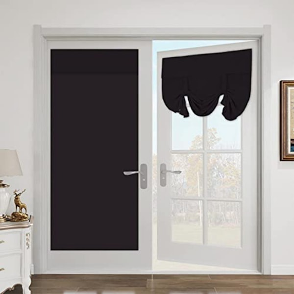 Mörkläggningsgardiner för dörrar och fönster med kardborreband, Termiska gardiner, Isolering Heminredning Sekretesskydd, 2-pack Svart Negro Negro 26X96inch