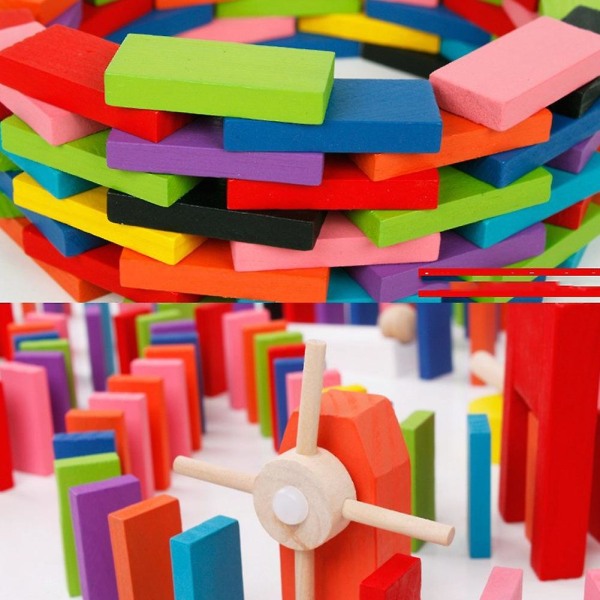 120 kpl puinen domino-lelu lasten varhaiskasvatuksen rakennuspalikka opetuslelu 120 kpl domino