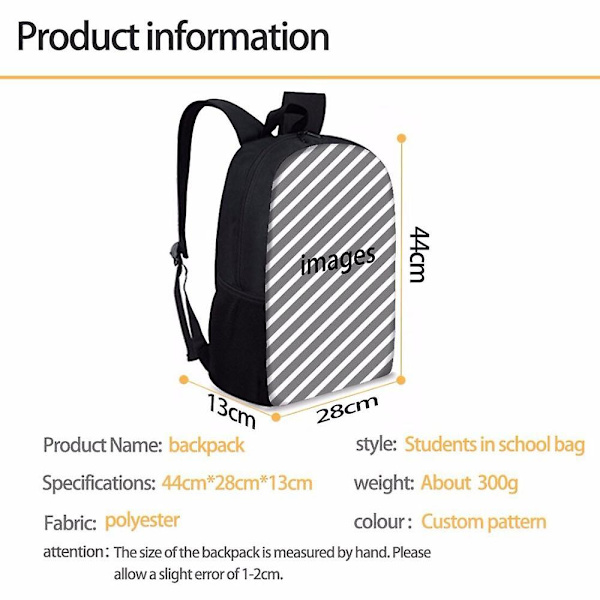 Fotbollsstjärnan Mbappes skolväska för barn, ryggsäck för studenter/pennväska/matväska för män och kvinnor Only a backpack