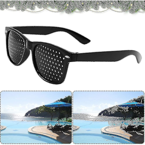 2-pak Pinhole Briller til Forbedring af Synet, Sorte Unisex Synsstyrkende Pinhole Briller