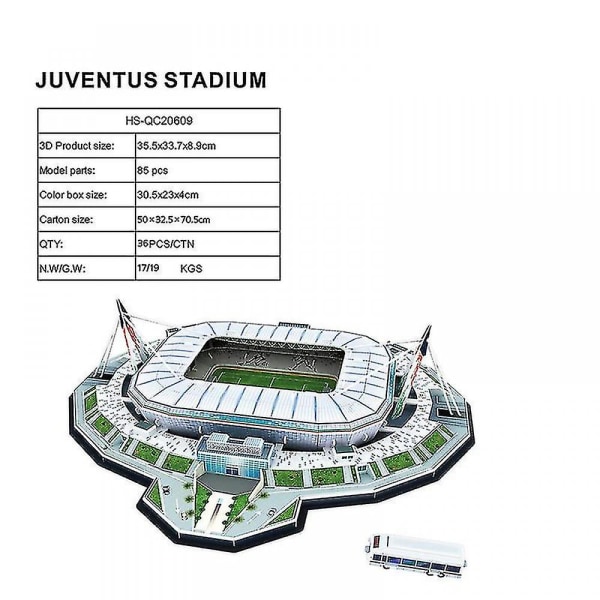 Klassisk Jigsaw Diy 3d Pussel World Football Stadium monterad byggnadsmodell Juventus
