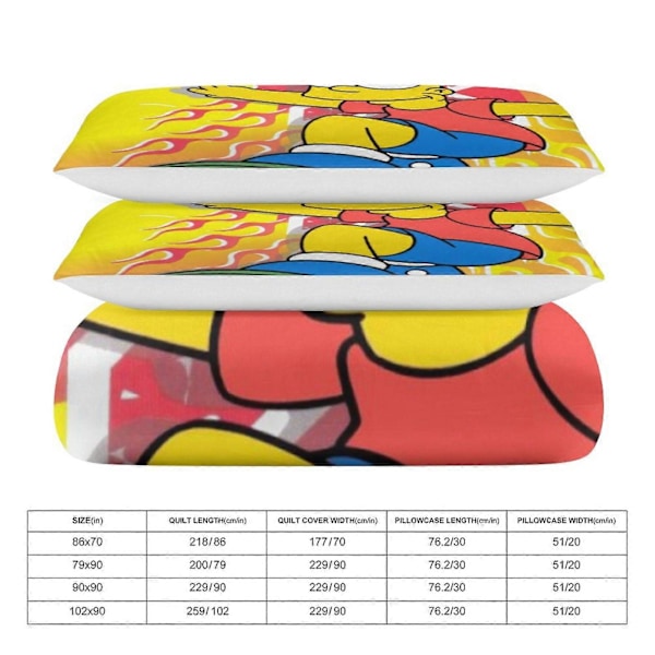 x367 The Simpsons 3-delat Sängklädesset Varmt Och Bekvämt Mjukt Påslakanset med 1 Påslakan Och 2 Örngott för Sovrum b367 240x260cm 94x102in