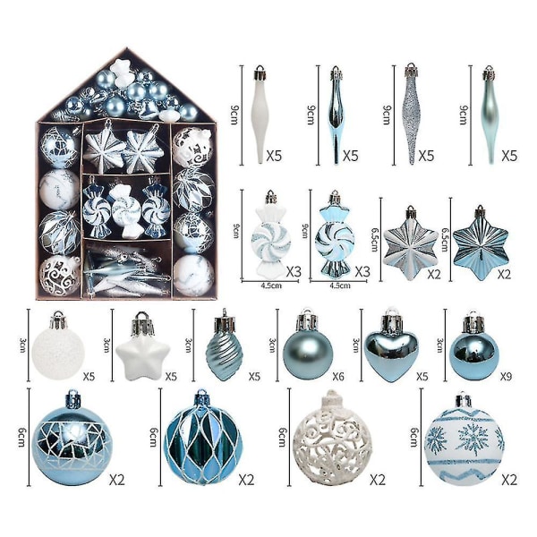 73 st julgranskulor set, juldekoration för träd, målade julgranskulor presentförpackning