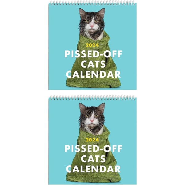 2024 Pissed-off Cats Calendar, Funny Cat Wall Calendar, 12-månaders Cat Calendar, Funny Sassy Holiday Present för kattälskare 2Pcs