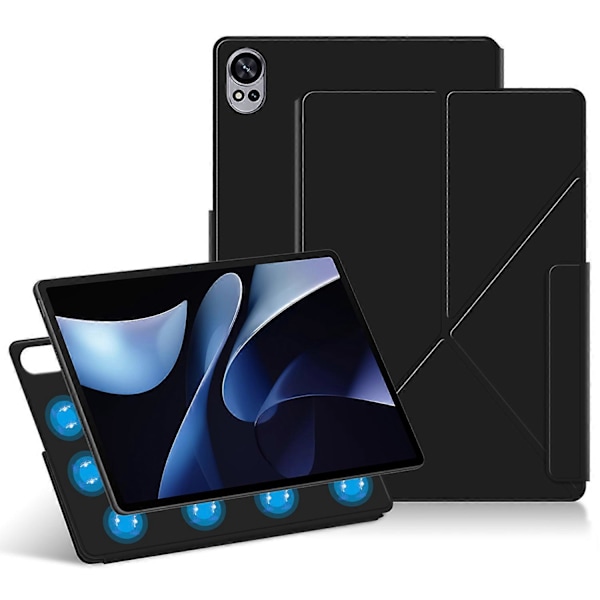 Läderfodral för Huawei MatePad Air 12 (2024) med Origami-Stativ, Magnetiskt, Auto-Väcka/Sov Black
