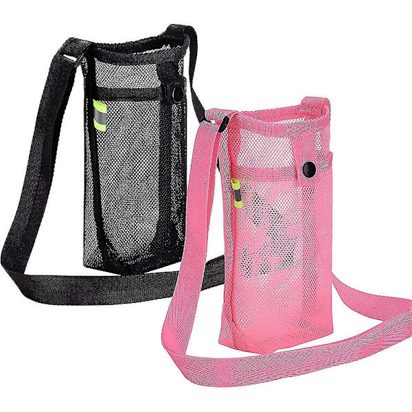 Vattenflaska Remmar Justerbara Axelremmar Strand Flaska Väska Vatten Hund Vattenflaska Skydd För Sport Gym Vandring Camping Promenader Black and Pink
