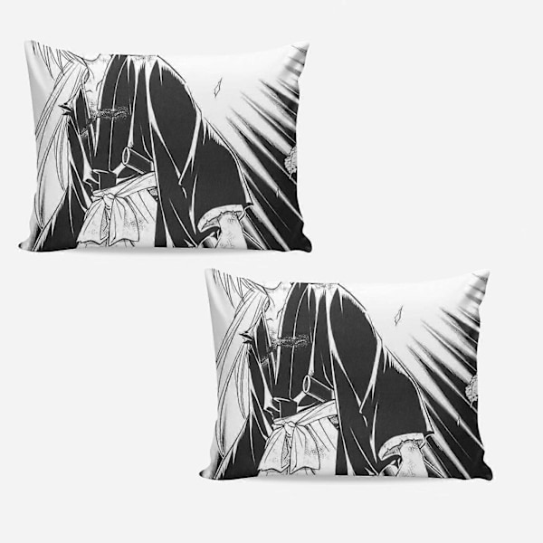 v742 Rurouni Kenshin Mjukt 3D-tryckt Påslakanset med Täcke 3-delars Set Inkluderar 2 Örngott och 1 Överdrag Maskintvättbar ol74 135x200cm 53x78in