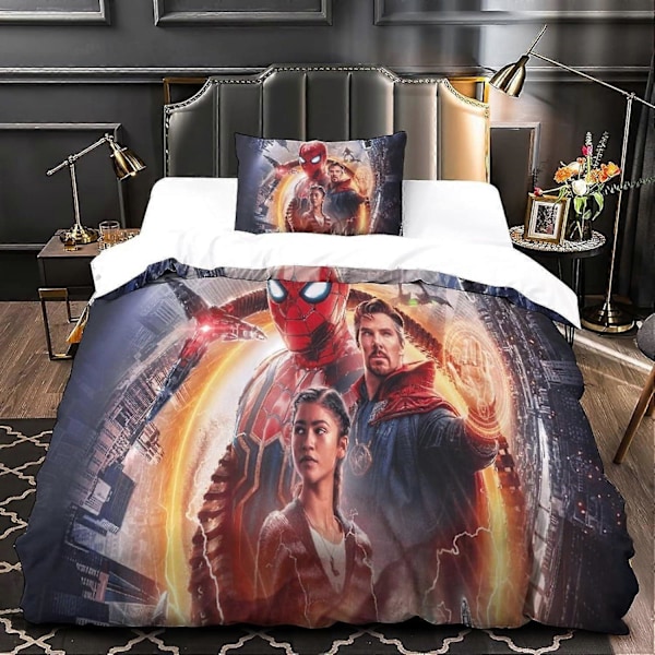v1532 Sengesett Hero Dynetrekk Putetrekk Sengetøy Søt Spider-man Tegneserie Animasjon Hjem Hybel Rom Dekor 3-Delt Sengesett (1 Dynetrekk) 135x200cm 53x78in