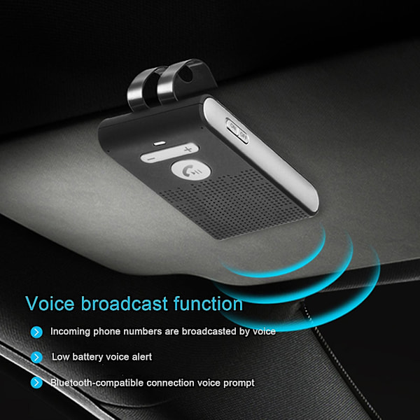 Auton Bluetooth-yhteensopiva kaiutin Handsfree-auton sarja Auringon visiiripidike Langaton äänen vastaanotin Kaiutinpuhelin Kova musiikkisoitin Kaksi mikrofonia