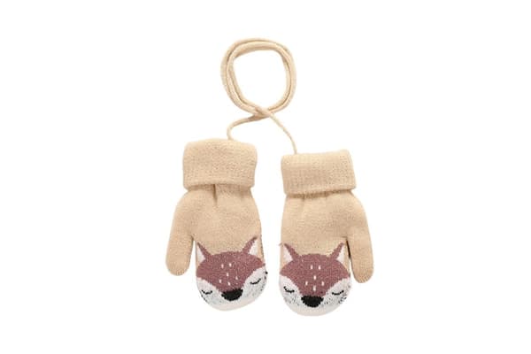 Baby Tecknad Räv Slingback Varma Stickade Vantar