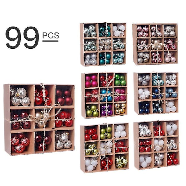 99 Shatterproof Julgranskulor Dekoration Set, Säsongsdekorationer För Festerröd Grön  Bd