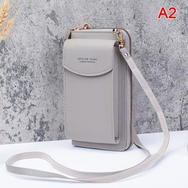 Læder Damepung Touch Mobiltelefon Taske Light gray