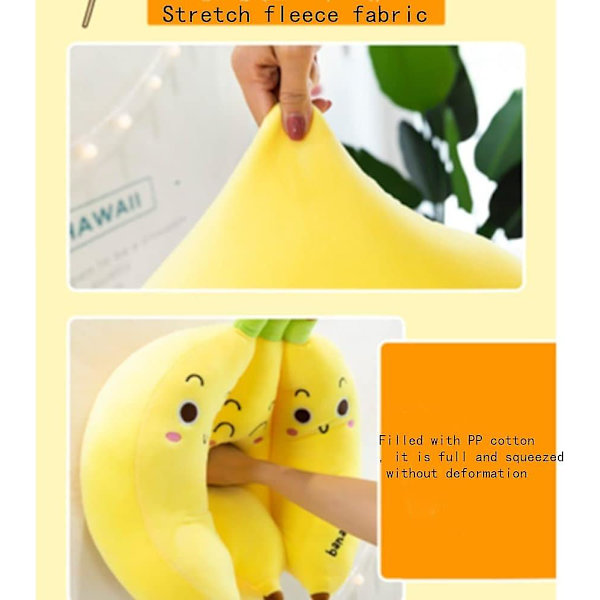 Blomstergulv pute bananform pute søt sittepute stol pute overdimensjonert kastepute, søt banan pute plysjleke (50 cm)