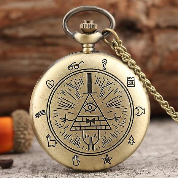 Bill Cipher - Gravity Falls Tema, Quartz Lommeur, Utsøgt Halskæde black