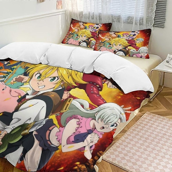 x106 The Seven Deadly Sins 3-delt sengesett Varmt og komfortabelt mykt dynetrekk sengesett med 1 dynetrekk og 2 putetrekk for soverom b106 200x200cm 78x78in