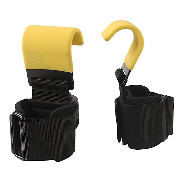 Weight Lifting Hook Grips With Wrist Wraps Pull-up Hooks Workout Equipment Yellow