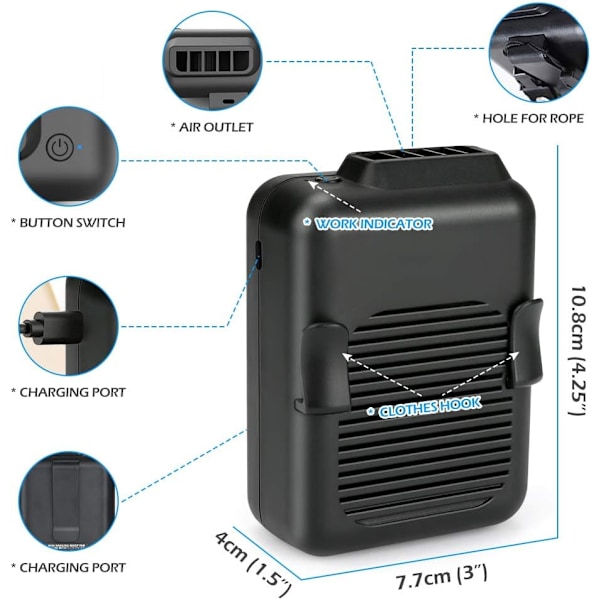 Midjefläkt Personlig Clip på Midjefläkt Bärbar Handsfree Halsfläkt 6000mAh USB Laddningsbar Mini Midja Hängande Fläkt