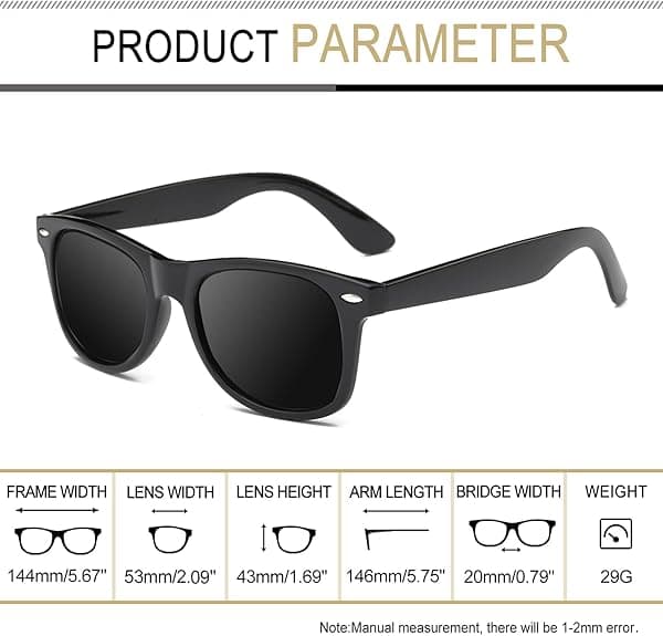 Firkantede solbriller polariserte UV-beskyttelse trendy designer solbriller menn kvinner