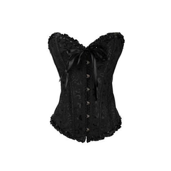 Naisten Vintage-pitsillä kiinnitettävä luu-overbust-korsetti bustier-bodymuotoilija - Koko S (Musta)