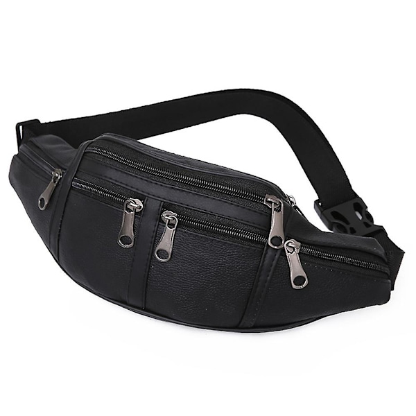 Mens Multifunctional Sports Bag Fanny Packs For Running Hiking Waist Bag Waistpack Shoulder Bag Gifts Black