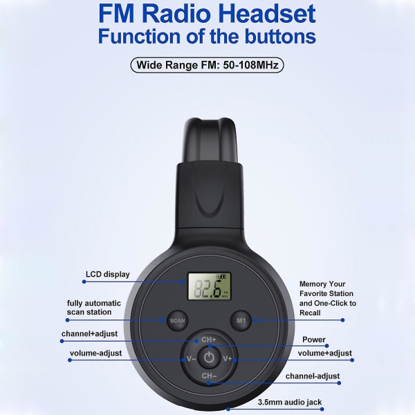 Fm-radiohörlurar Bästa mottagning Fällbara FM-headset Radio Fm 50-108mhz